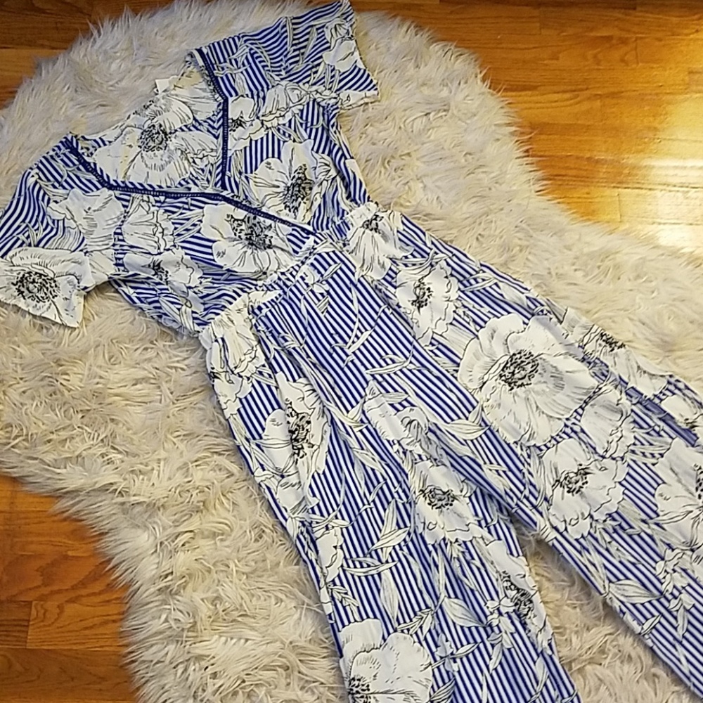 FLORAL STRIPE JUMPSUIT